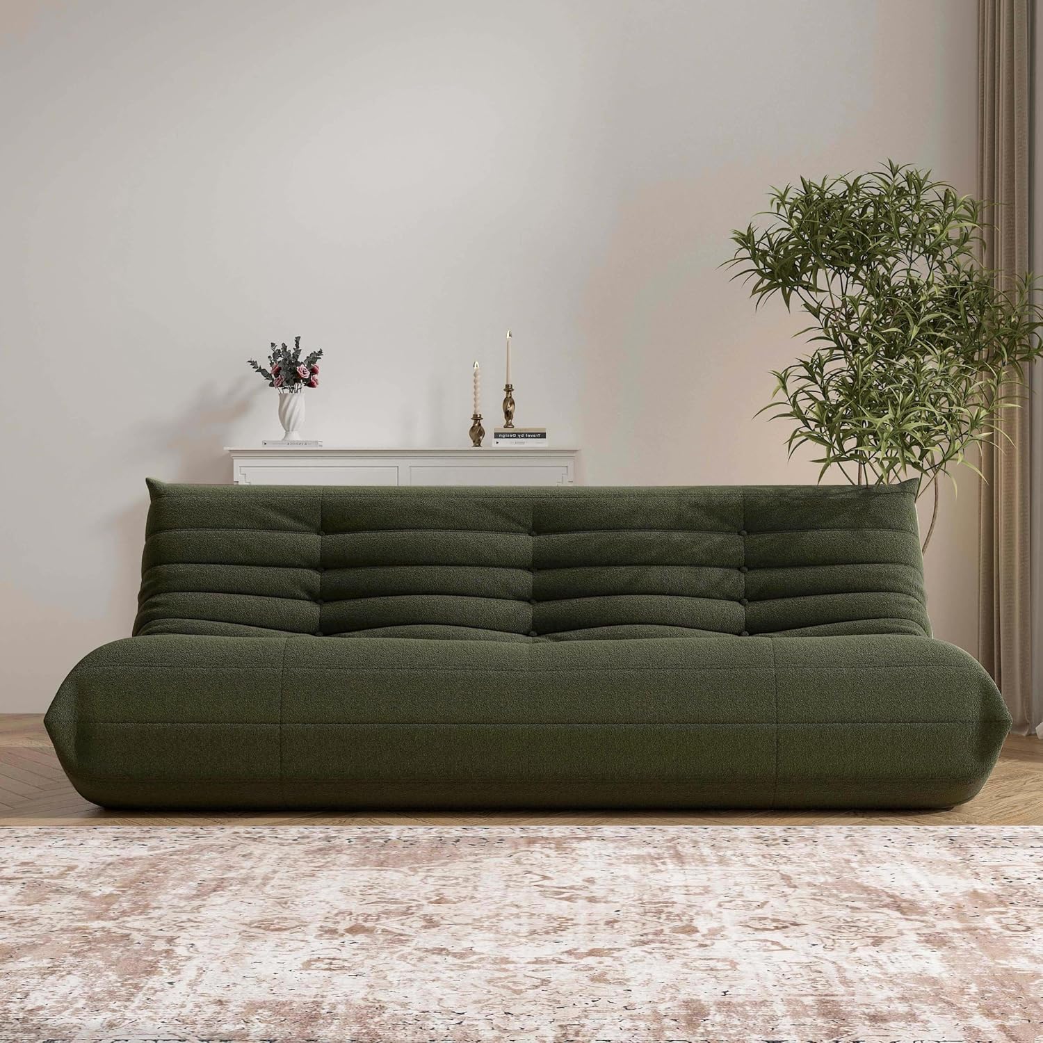 Big Bean Bag Chairs for Adults, 3 Seater Large Floor Sofa (Green)