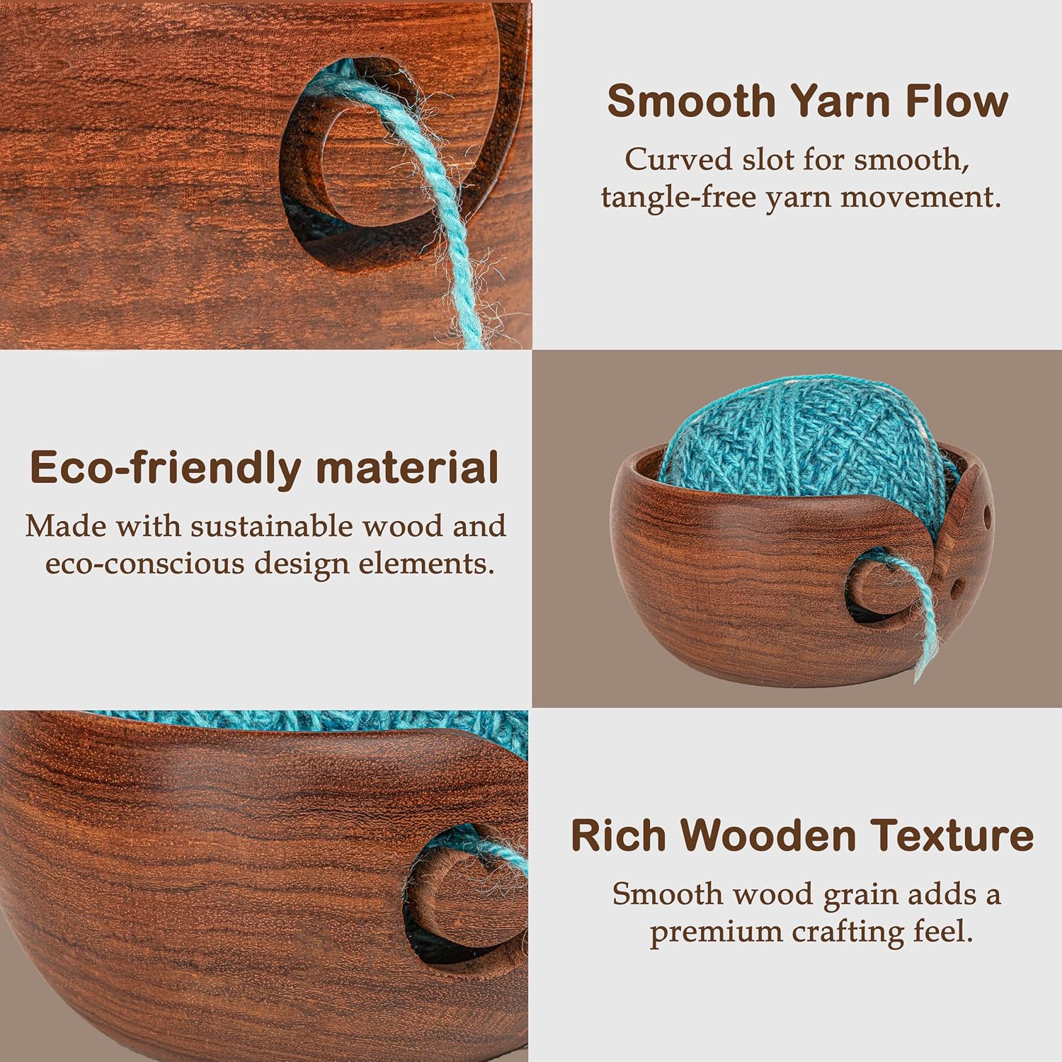 Wooden Yarn Cake Winder - Elegant Handmade Yarn Winder for Crocheting, Yarn Winder Large Capacity, Yarn Spinner for Crocheting (R-Combo-3)