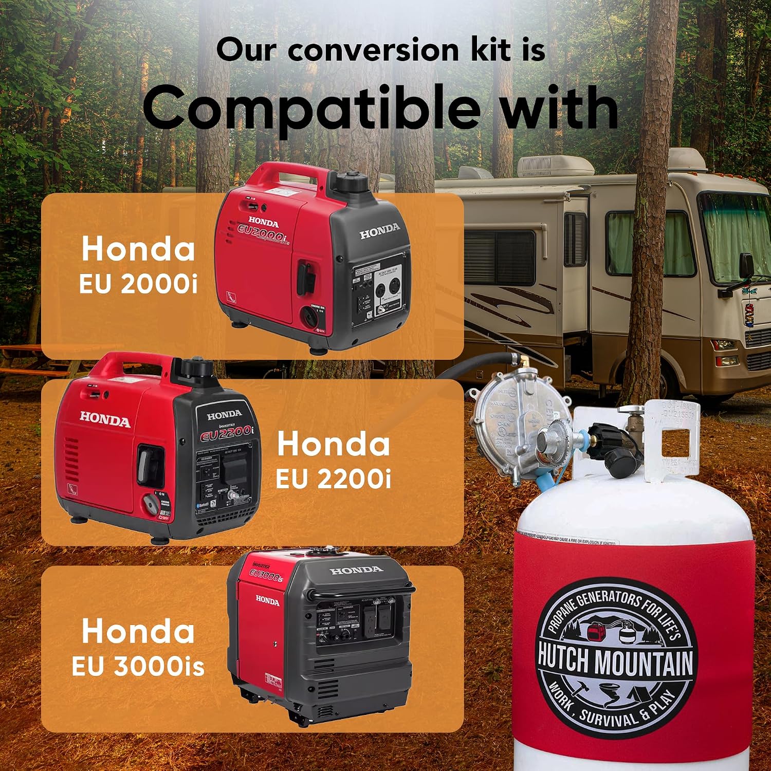 Hutch Mountain Generator Propane Conversion Kit Honda EU2000i - Dual-Fuel Conversion for Propane, Gasoline & Natural Gas - Portable Generator Backup Kit for Home Emergencies, Camping, and RVs