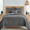 Levtex Home Mills Waffle Full/Queen Quilt Set (88x92in) with 2 Pillow Shams (26x20in) - Charcoal - 100% Cotton Full/Queen Size Quilt Bedding Set - Lightweight, Soft, Pre-Washed