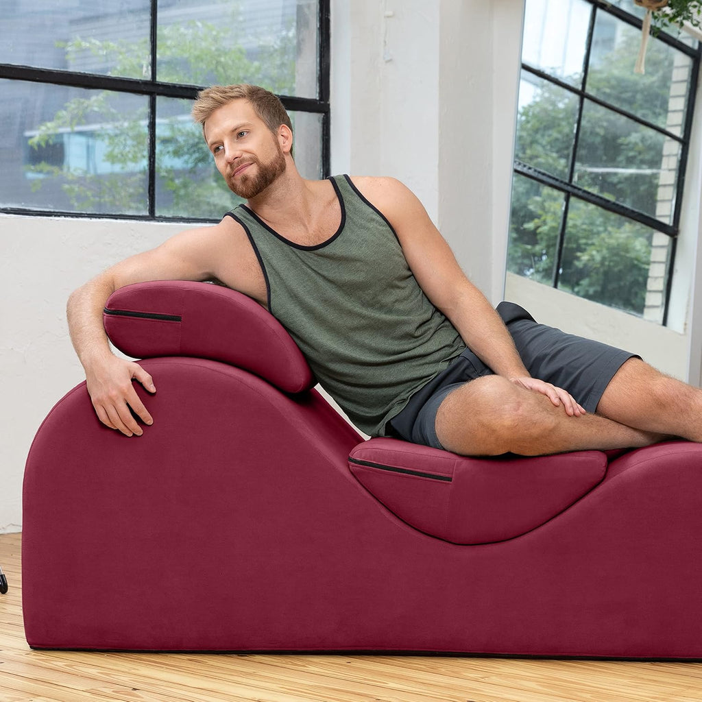 Avana Luvu Lounger - Chaise Lounge Chair for Yoga, Exercise, Massage - High Density Foam - Made in The USA - Red