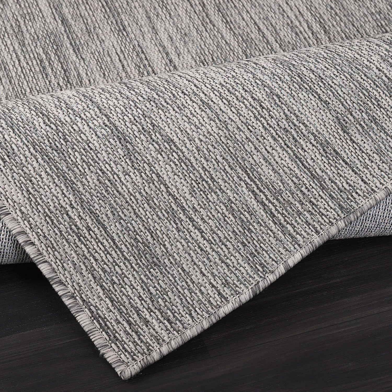 CAMILSON Outdoor Rug 10x14 Modern Area Rugs for Large Indoor and Outdoor Patios and Porches - Waterproof, Washable, Non-Shedding, Easy-to-Clean Outside Carpet (10 x 14, Solid - Silver Gray)
