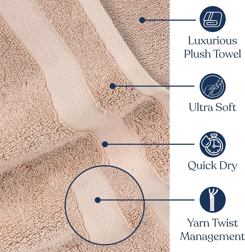 Organic Cotton Luxuriously Plush Bath Sheet Pack of 4 | GOTS & OEKO-TEX Certified | Premium Hotel Quality Towels | Feather Touch Technology|650 GSM Long Staple|Soft, Quick Dry & Ultra-Absorbent