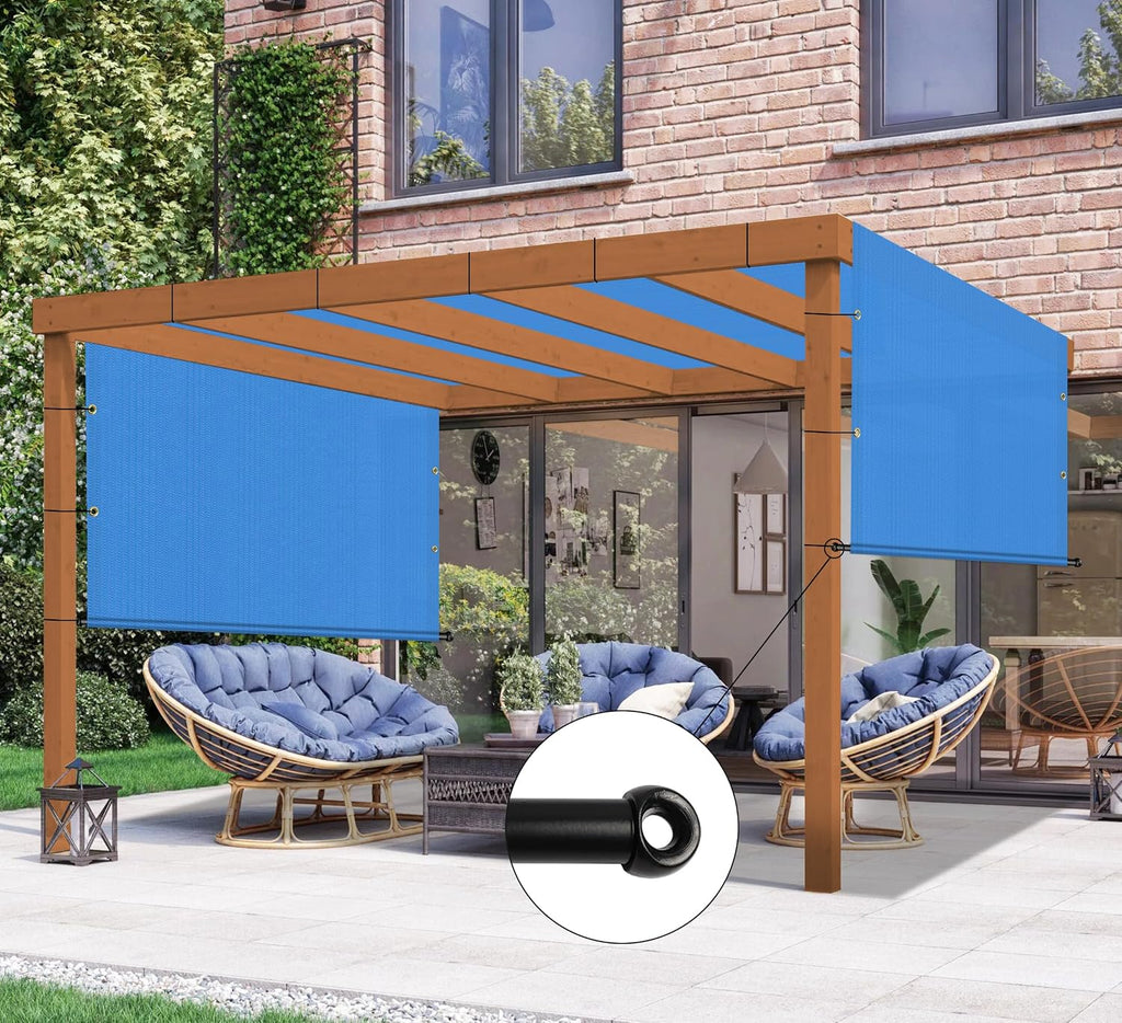 10' x 4' Universal Pergola Shade Cover Replacement Canopy with Grommets Weighted Rods Permeable for Outdoor Patio Porch Backyard Gazebo Blue