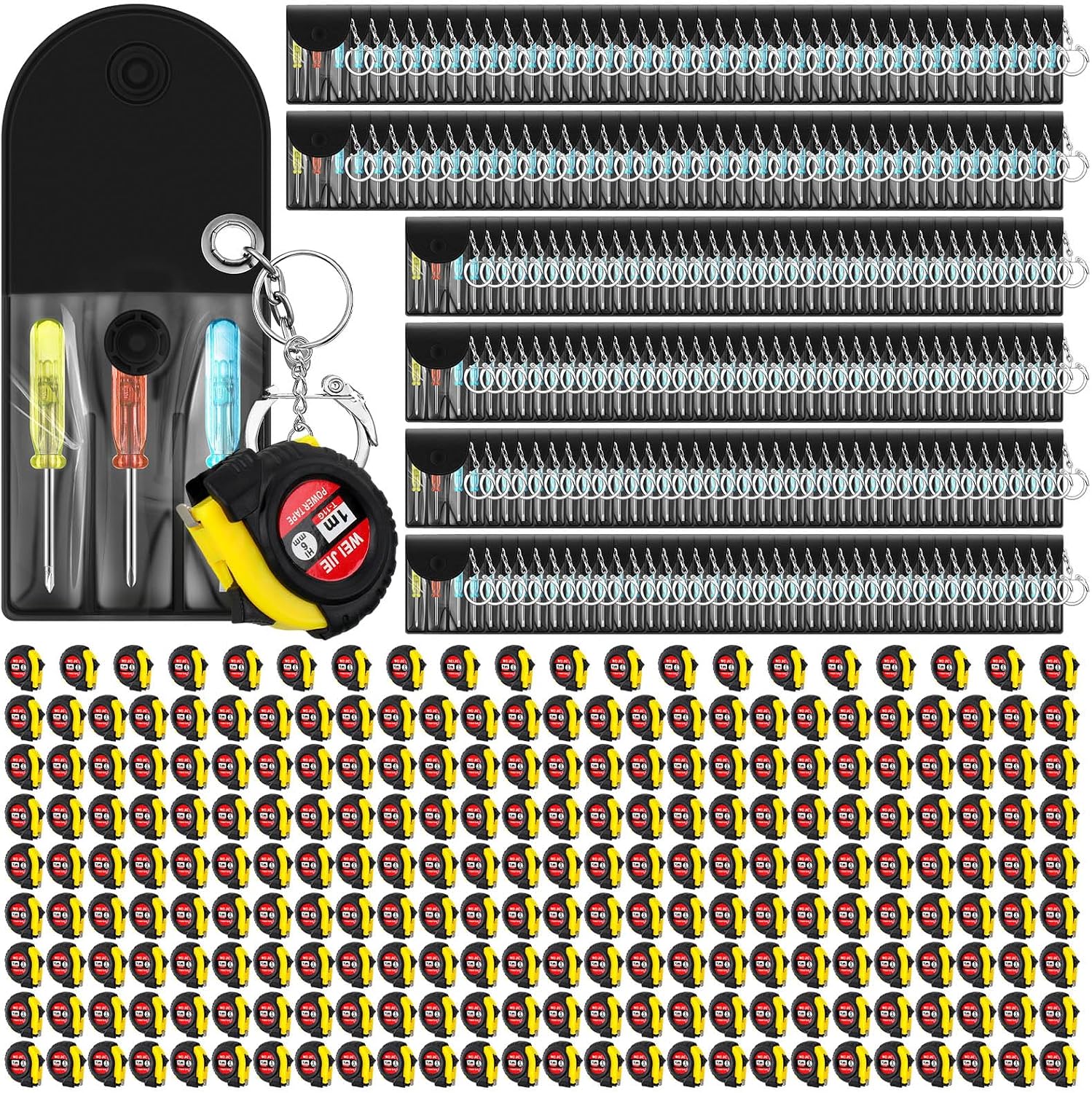 Jutom 456 Pcs Mini Tape Measure Keychain Bulk Mini Screwdriver Keychain Set Adult Tool Party Prize for Father's Men Gifts