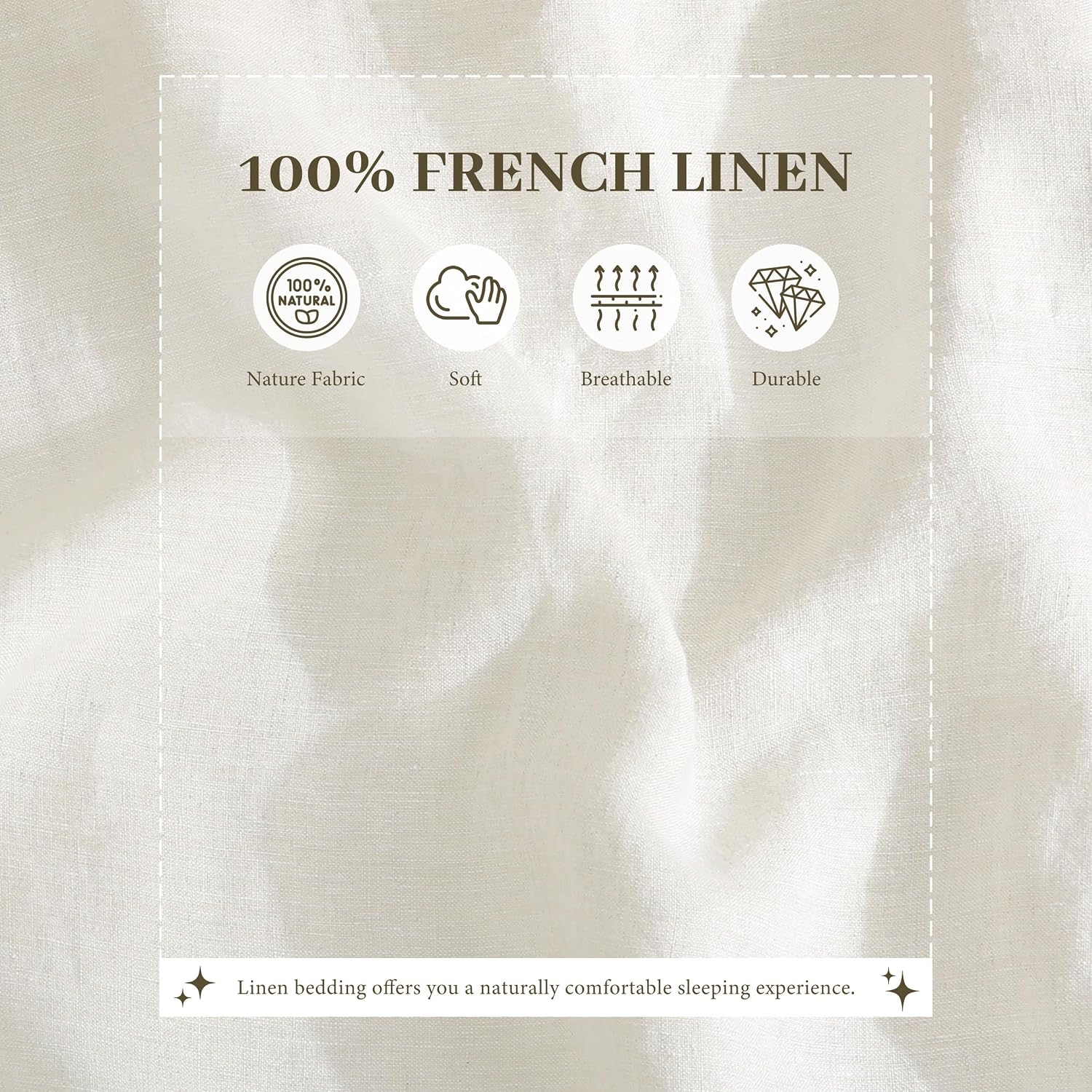 100% French Linen Sheets Set Cal King Size-4Pcs Natural Washed Flax Bed Sheets Soft Breathable and Durable- 1 Flat Sheet 1 Fitted Sheet 2 Pillowcases (Cream White, Cal King)