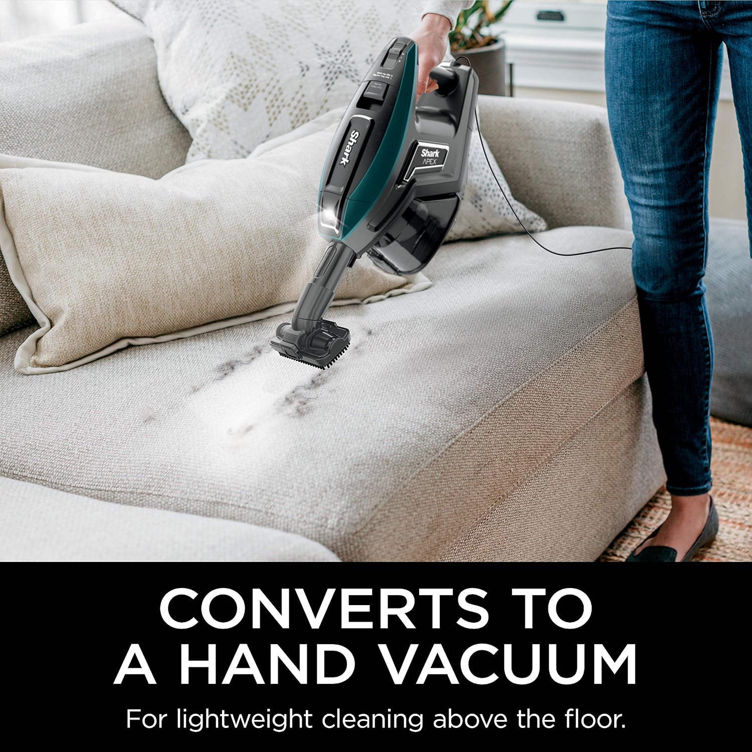 Shark ZS360 APEX Corded Stick Vacuum with DuoClean and Self-Cleaning Brusholl, Precision Duster, Crevice and Pet Multi-Tool, Forest Mist Blue, 10.2 in L x 9.8 in W x 46.4 in H