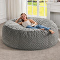 Hobestluk Bean Bag Chairs Adults Beanbag Chair with Filler Large Bean Bags with Fluffy Embossed Cover, Giant Bean Bag Chairs for Adults (Grey, 5FT - 50' x 50' x 24')