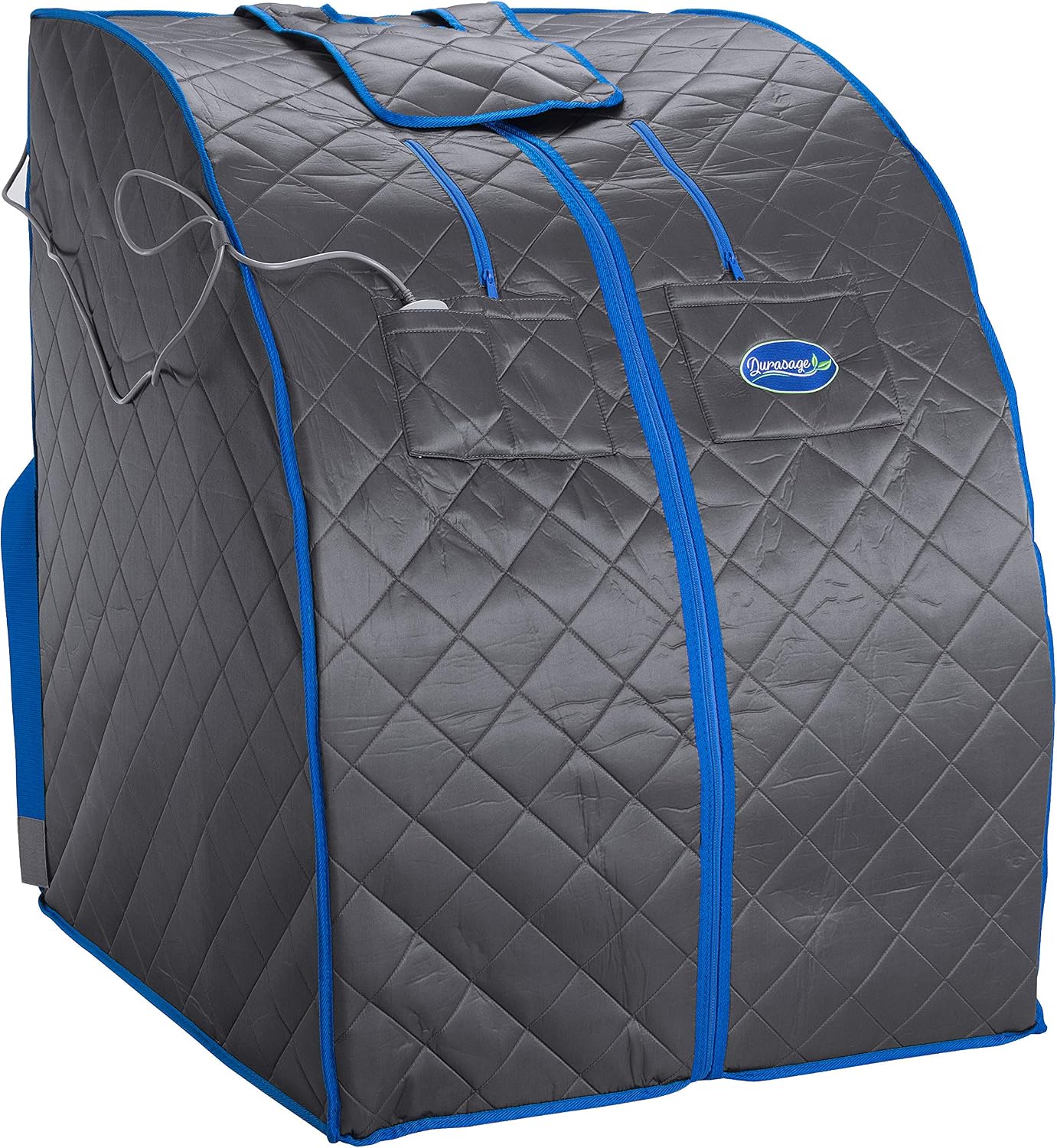 Durasage Personal Portable Infrared Sauna for Home – Large Indoor Infrared Sauna with Negative ION Generator, 30-Minute Timer, Heated Footpad, Remote Control & Premium Chair (Gray)