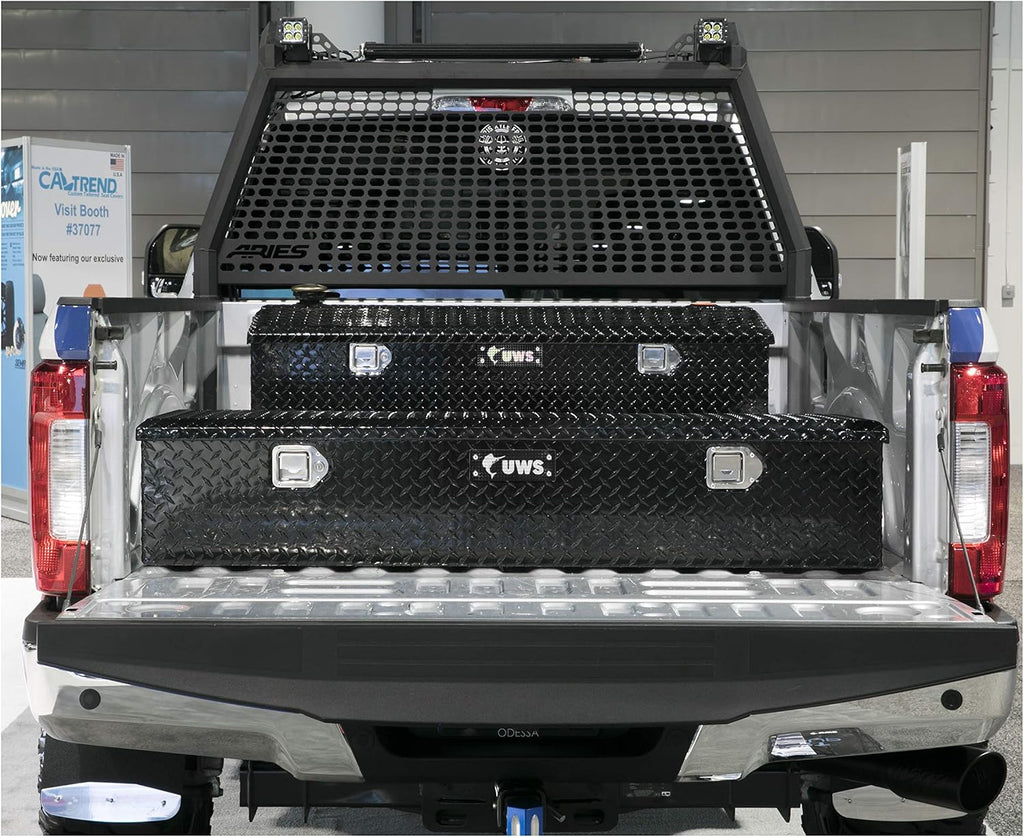 UWS EC20092 58-Inch Gloss Black Heavy-Wall Aluminum 5th Wheel Truck Bed Tool Box, RigidCore Lid