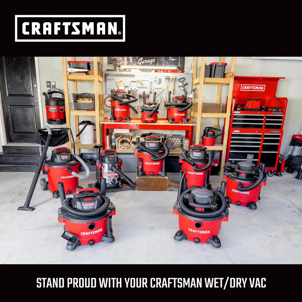 CRAFTSMAN CMXEVBE17925 5 Gallon 5.0 Peak HP Wet Dry Vac, Portable and Wall-Mountable Shop Vacuum with Filter, 2 Hoses and Attachments for Garage and Automotive Cleaning