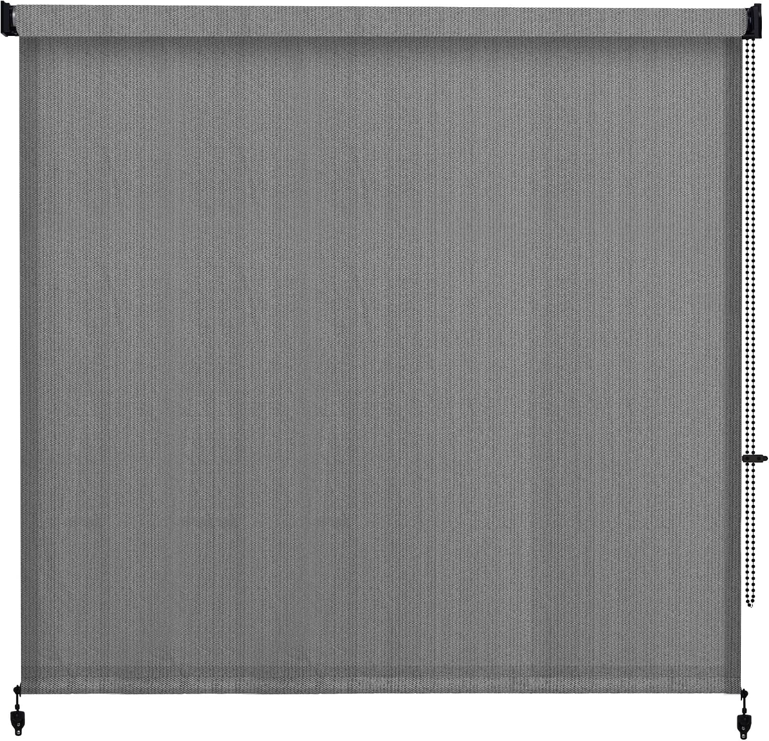VICLLAX Outdoor Roller Shade (10' W×8' L), Patio Corded Roller Blinds, Exterior Roll Up Shade with Spliced Design for Patio Porch Gazebo, Grey