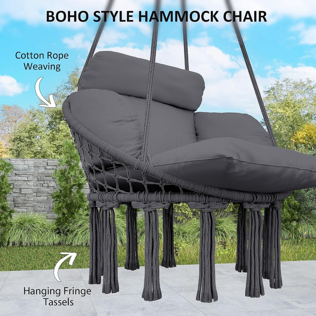 Dark Gray Hammock Hanging Swinging Chair, for Bedroom, Porch, Hanging Chair, Hammock Chair Swing Chair for Bedroom, Patio, Balcony,Swing Chair with Hanging, Chair for Bedroom Indoor Outdoor