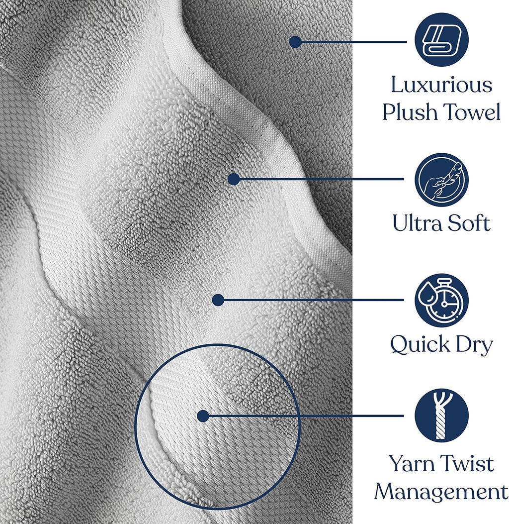 Organic Cotton Luxuriously Plush Bath Towel Pack of 4 | GOTS & OEKO-TEX Certified | Premium Hotel Quality Towels | Feather Touch Technology|650 GSM Long Staple|Soft, Quick Dry & Ultra-Absorbent