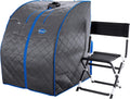 Durasage Personal Portable Infrared Sauna for Home – Large Indoor Infrared Sauna with Negative ION Generator, 30-Minute Timer, Heated Footpad, Remote Control & Premium Chair (Gray)