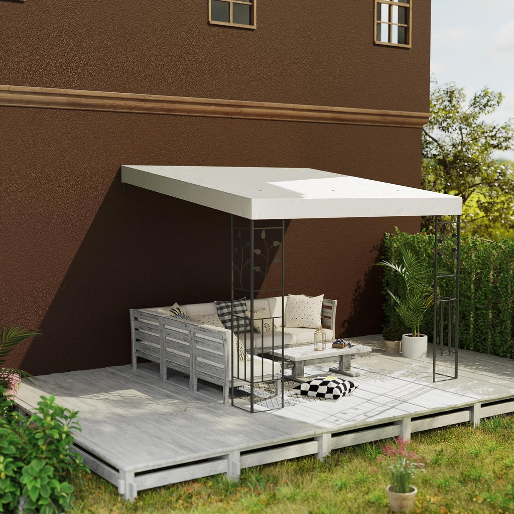 Outsunny 10' x 10' Outdoor Pergola Canopy, Metal Patio Canopy with Weather-Resistant Fabric and Drainage Holes for Backyard, Garden, Porch, Beach, Cream White