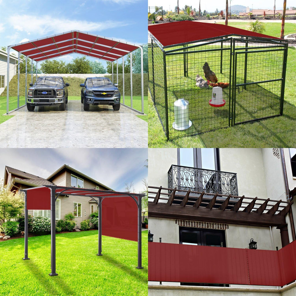 Windscreen4less 10' x 18' Waterproof Sun Shade Sail Straight Edge Outdoor Canopy Cover UV Block for Lawn Patio Backyard Garden Deck Pergola (Red)