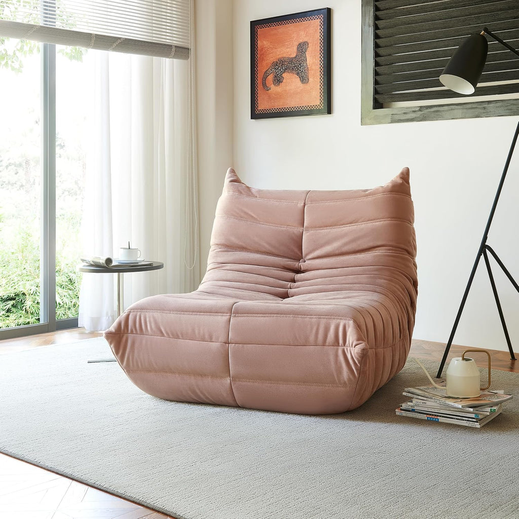 Bean Bag Chair - Corner Sofa, Fireside Chair Bean Bag Sofa Large Bean Bag Chair for Adults,Fireside Floor Couch for Living Room, Bedroom, Gaming & Office (Yellow, Single) (Pink, Single)