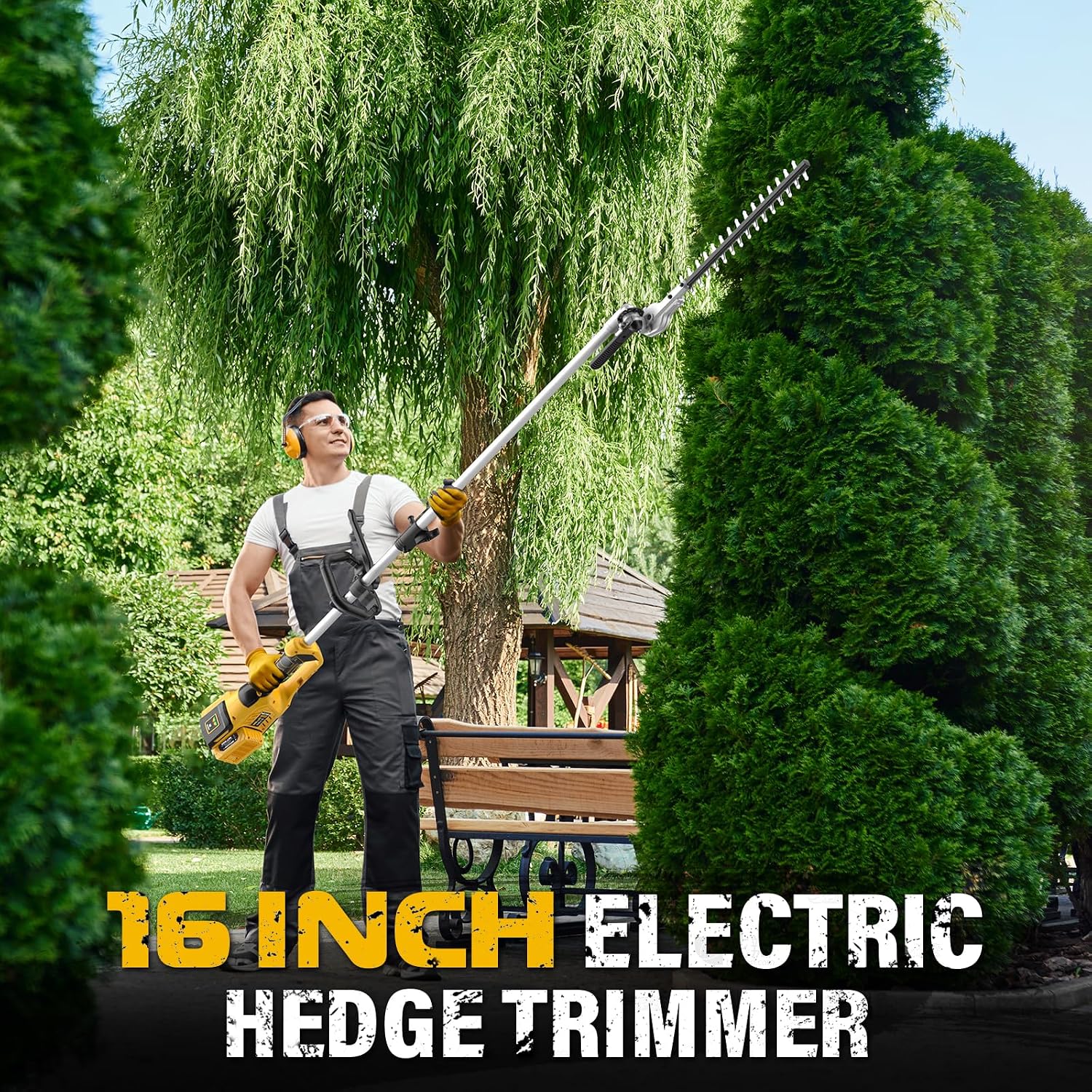 ZEGJAW 40V Weed Wacker Cordless, 8-Inch Pole Saw, Hedge Trimmer and Brush Cutter, 4-in-1 Multi Garden Tools with 2X20V 4.0Ah Batteries and Charger