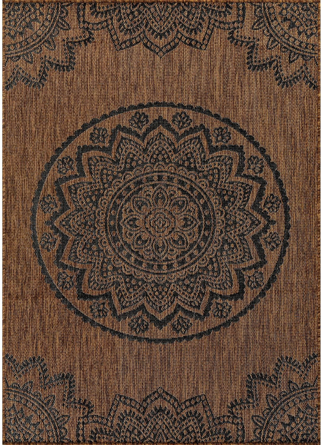 CAMILSON Outdoor Rug 8x10 Modern Area Rugs for Indoor and Outdoor Patios and Porches - Waterproof Washable Non-Shedding Easy-to-Clean Outside Carpet (8 x 10 Medallion - Gold/Black)