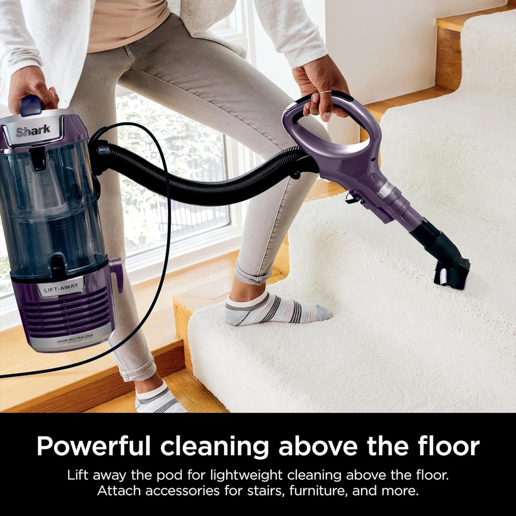 SHARK R-ZD550 Lift-Away with PowerFins HairPro & Odor Neutralizer Technology Upright Multi Surface Vacuum, Mauve - Certified (Renewed)