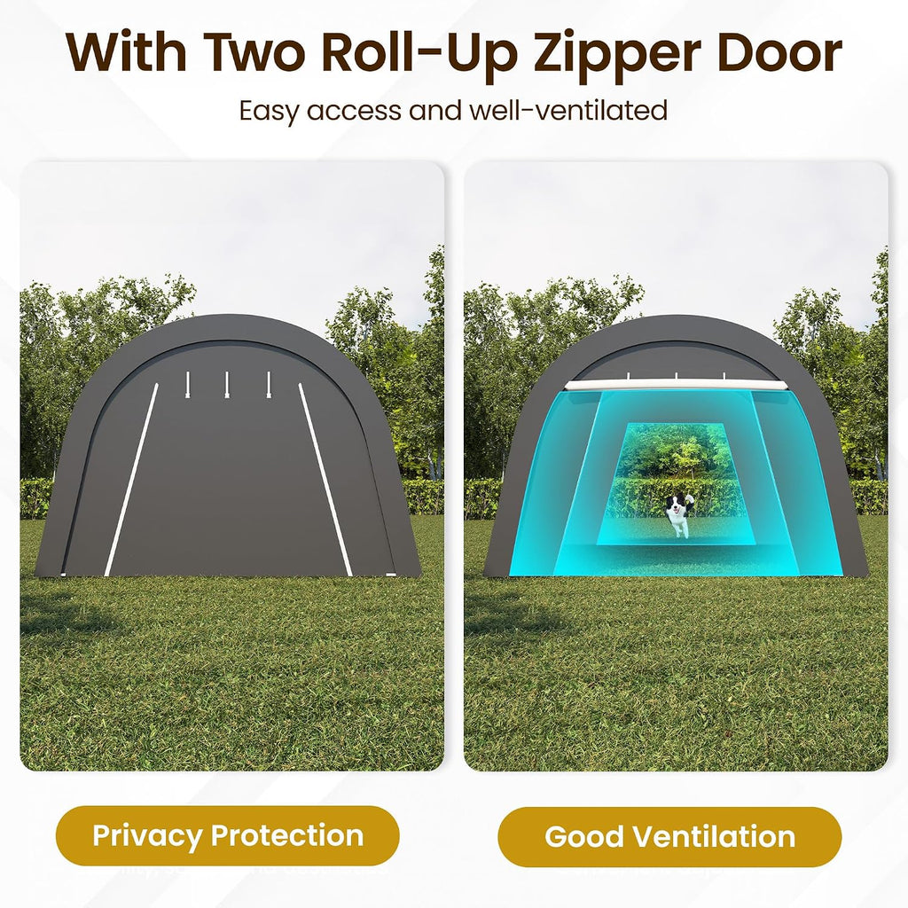FansaFurn Heavy Duty Carport 13 X20FT, Portable Garage with 2 Roll Up Doors Vents and Metal Round Roof, Outdoor Storage shed Car Port Canopy Tent for Garden Tools, Vehicle Truck Boat, Party