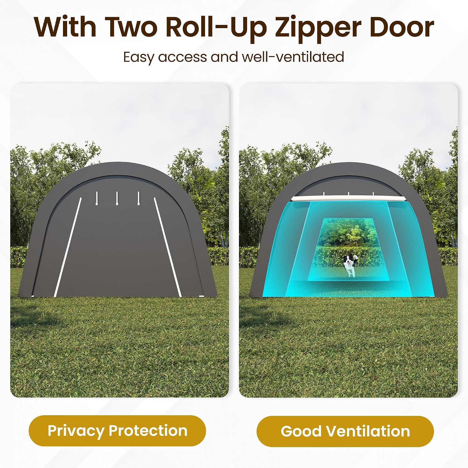 FansaFurn Heavy Duty Carport 13 X20FT, Portable Garage with 2 Roll Up Doors Vents and Metal Round Roof, Outdoor Storage shed Car Port Canopy Tent for Garden Tools, Vehicle Truck Boat, Party