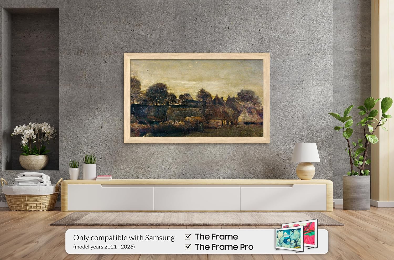 Museum Maple 43' Slim Deco TV Frame - Compatible ONLY with Samsung The Frame TVs (Fits 2021-2026, LS03A, LS03B, LS03C, LS03D, LS03FA)