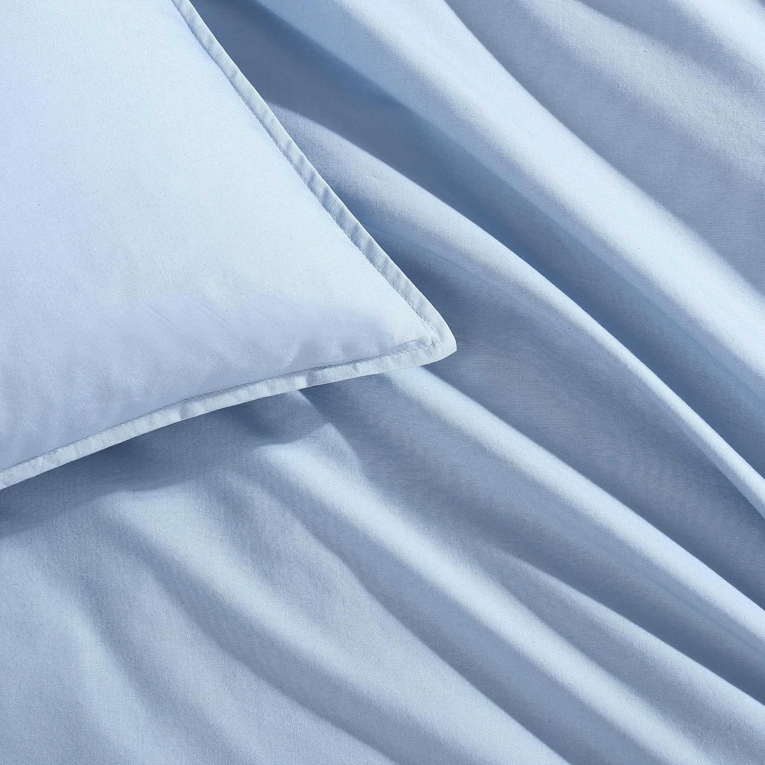 Calvin Klein - King Comforter Set, Modern Cotton Washed Percale Bedding with Matching Shams, Oeko-Tex Certified (Washed Percale Blue, King)