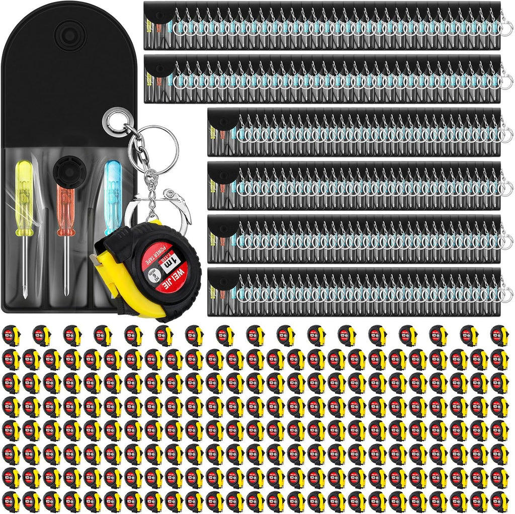 Jutom 336 Pcs Mini Tape Measure Keychain Bulk Mini Screwdriver Keychain Set Adult Tool Party Prize for Father's Men Gifts