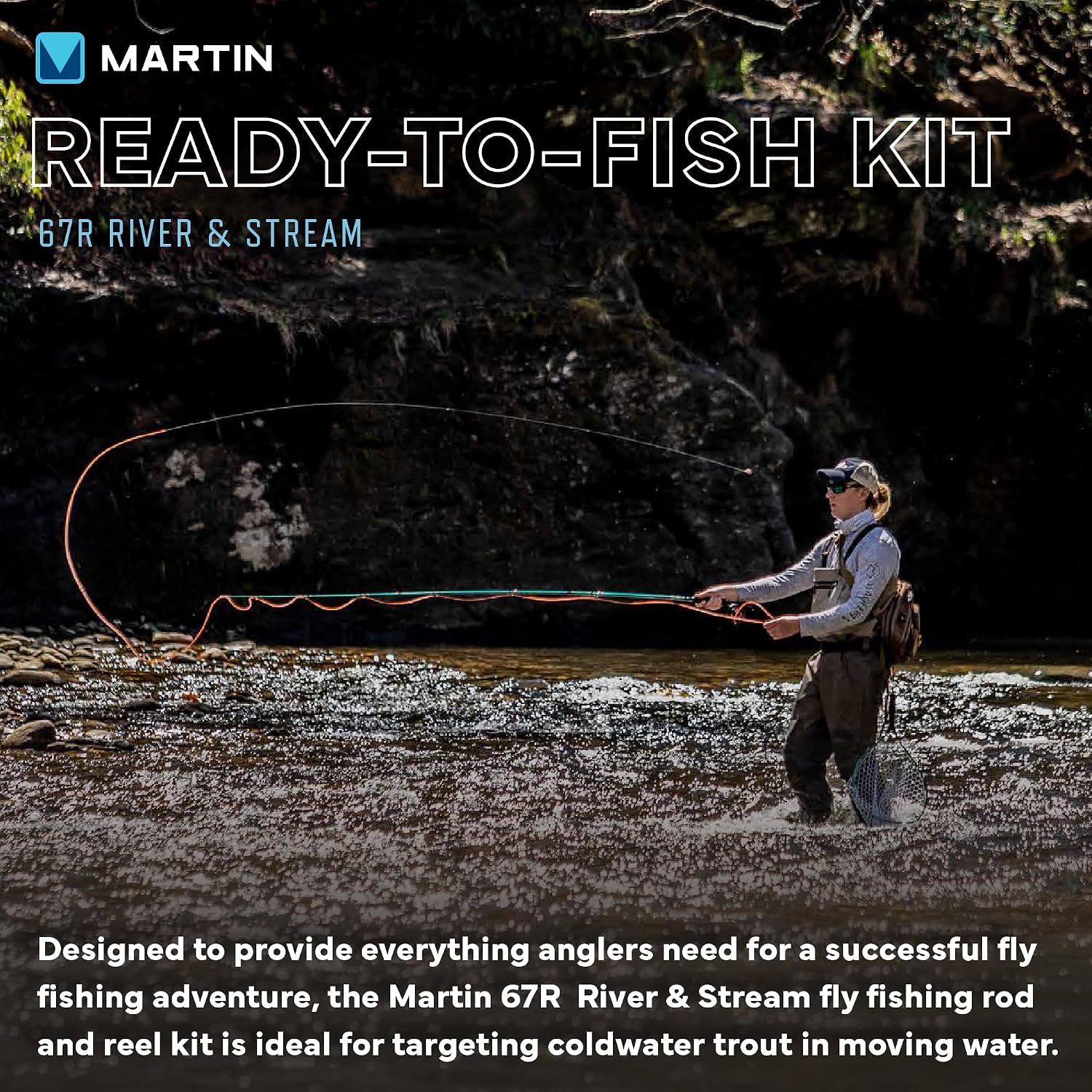 Martin 67R River|Stream Fly Fishing Rod and Reel Combo Kit, 4/6-Weight, 8-Foot 6-Inch, 4-Piece Rod, Moderate Action, Single Action Reel, 6-Weight Floating Line, Fly Assortment, Travel Case, Brown