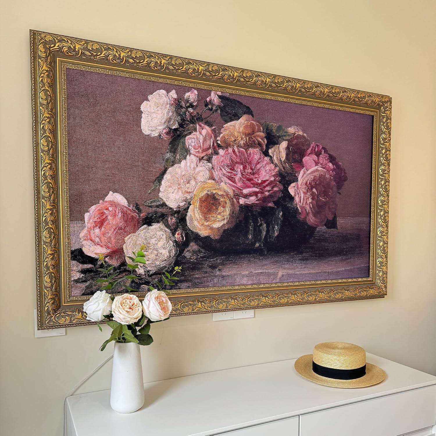 Elegant Vintage-Style TV Frame (Light Gold, 50') - Compatible ONLY with Samsung The Frame TVs (Fits 2021-2026, 50LS03A/B/C/D/FA/HE)