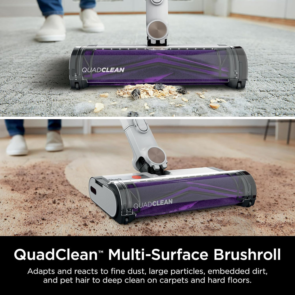 Shark IW3615 Detect Pro Cordless Stick Vacuum with HEPA Auto-Empty System, Flexible Wand, Portable Handheld Attachment, Ideal for Household Pet Hair, 60 Minute Runtime, White/Beats Brass (Renewed)