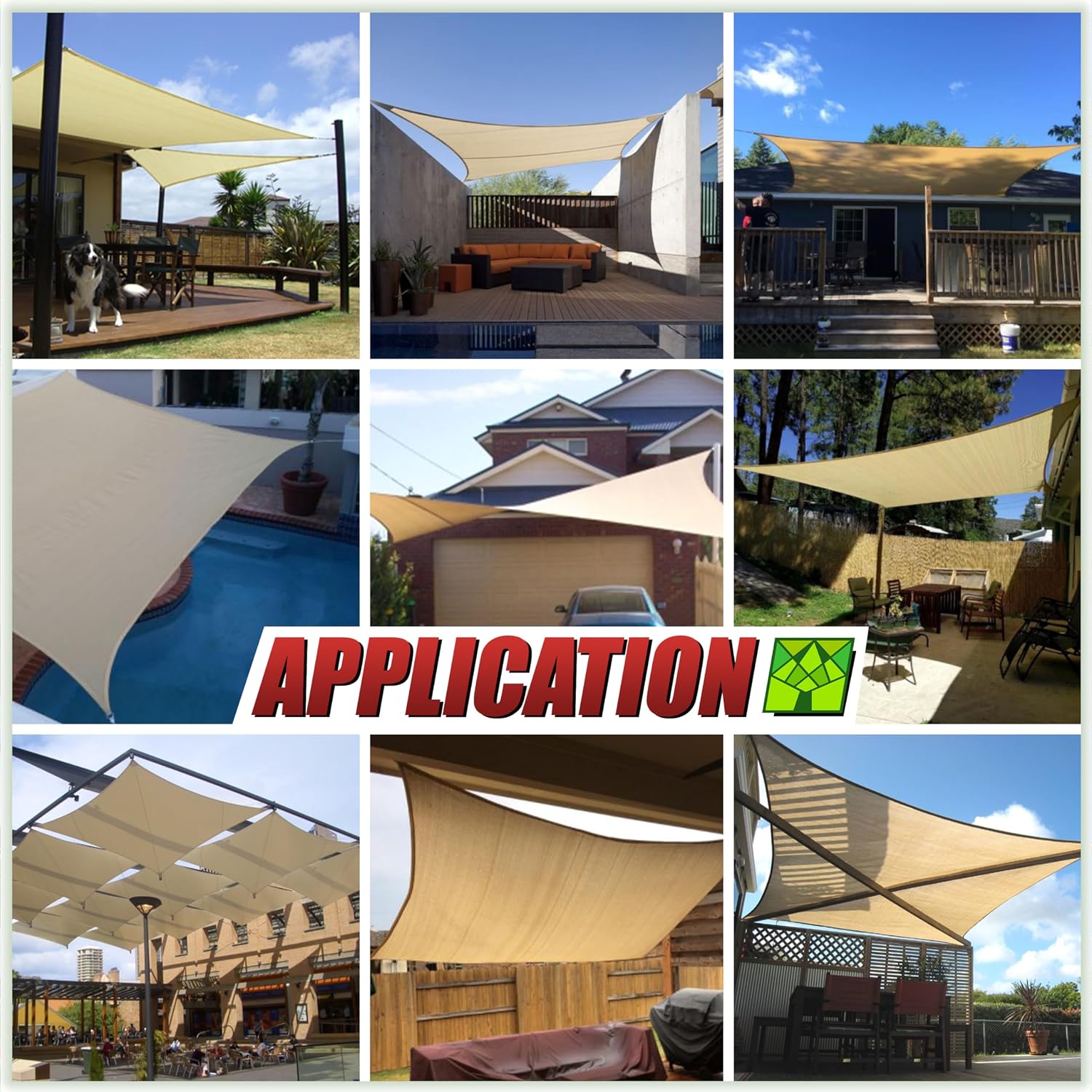 Colourtree CTAPS14 Custom Size 12' x 14' Sand Beige Sun Shade Sail Canopy UV Block  Rectangle - Commercial Standard Heavy Duty - 190 GSM - 3 Years Warranty