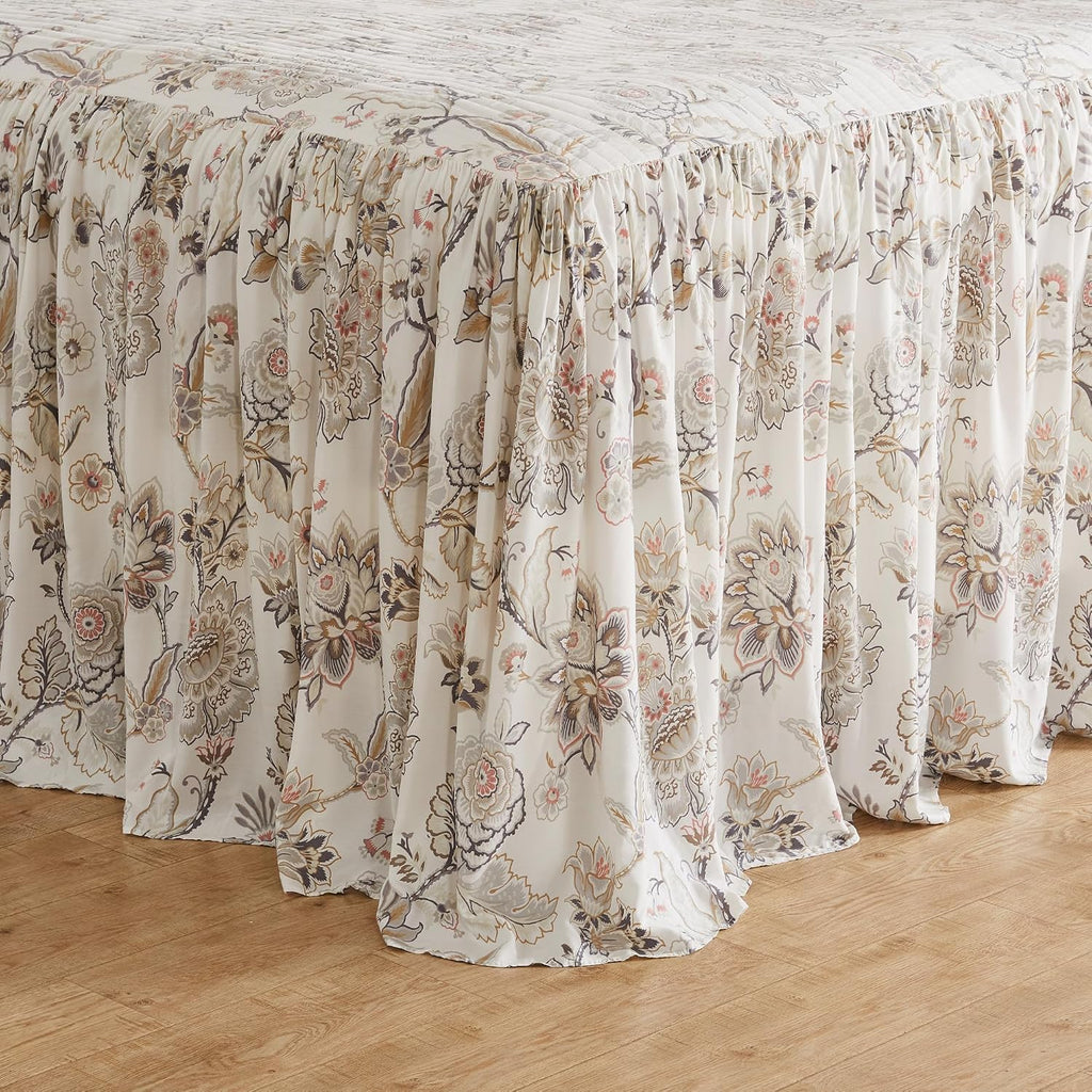 Levtex Home Ophelia Blush Reversible Twin Bedspread Set (80x106in) with 1 Pillow Sham (26x20in) - Floral Bedding - Blush, Grey - Rayon Twin Size Bedspread Set - Lightweight, Soft, Pre-Washed