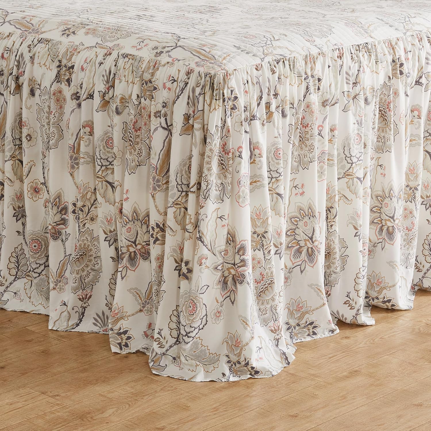 Levtex Home Ophelia Blush Reversible Twin Bedspread Set (80x106in) with 1 Pillow Sham (26x20in) - Floral Bedding - Blush, Grey - Rayon Twin Size Bedspread Set - Lightweight, Soft, Pre-Washed