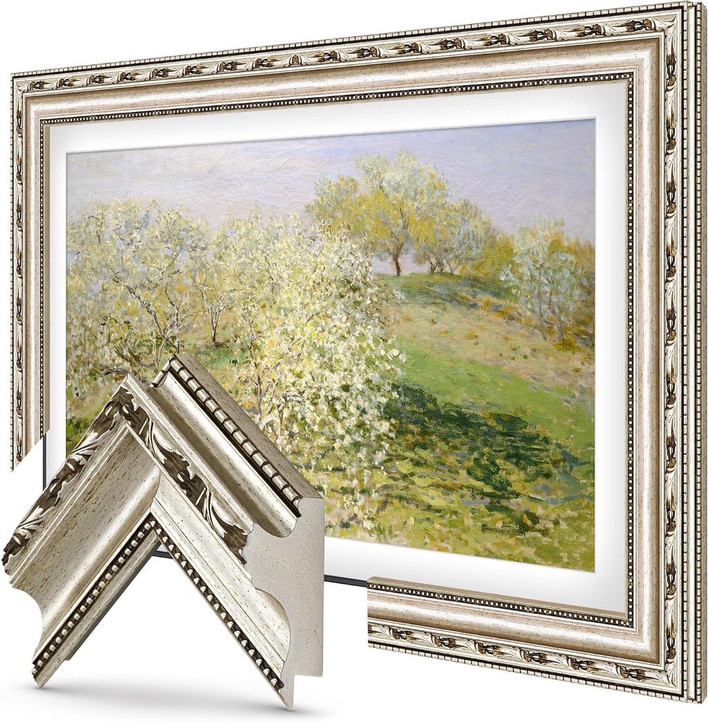Ornate Silver 32' Premiere Deco TV Frame - Compatible ONLY with Samsung The Frame TVs (Fits 2021-2025, LS03A, LS03B, LS03C, LS03D, LS03FA)