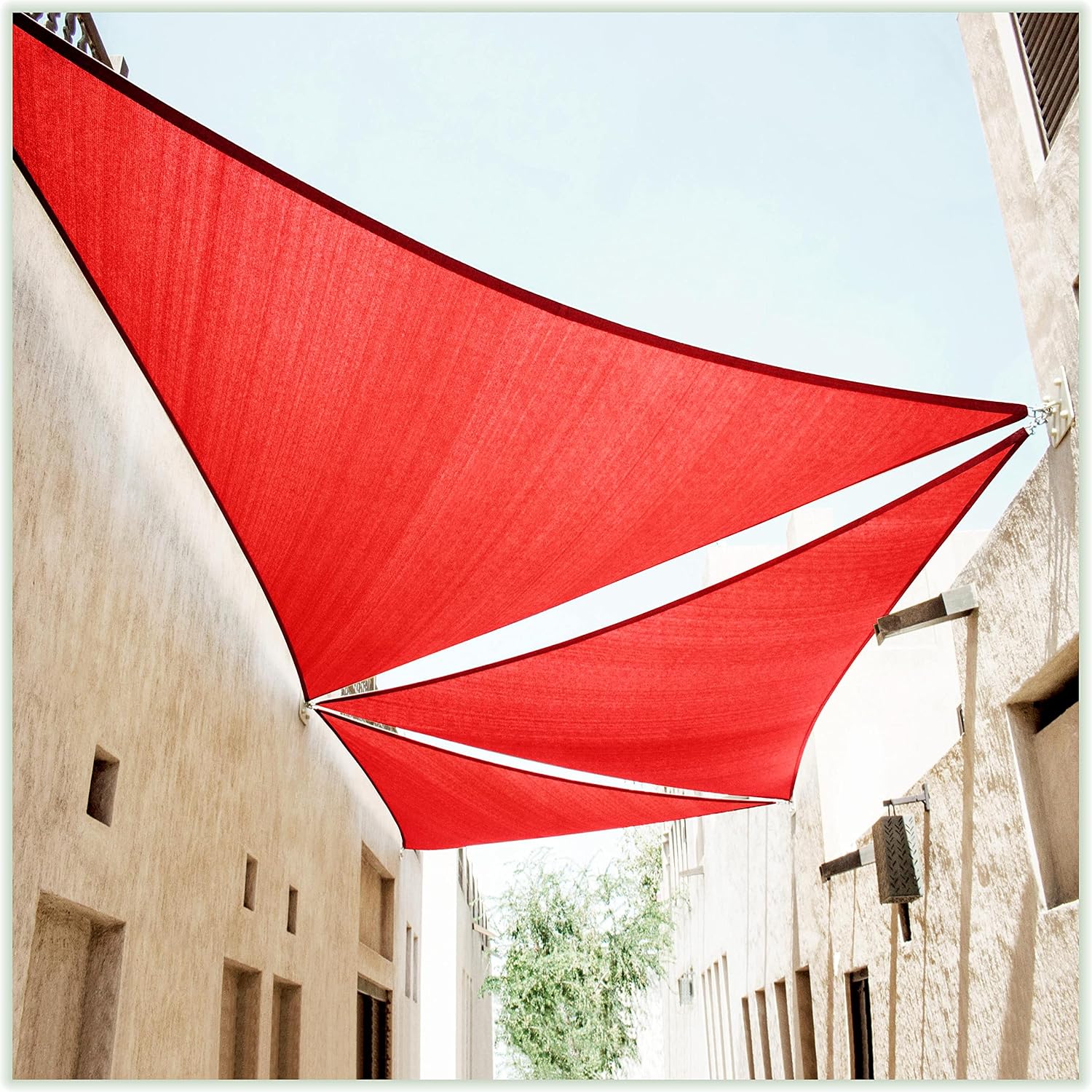 ColourTree CTAPT24 Custom Size Order to Make 12' x 20' x 23.3' Red Right Triangle Sun Shade Sail Canopy Mesh Fabric UV Block UPF50 - Commercial Heavy Duty - 190 GSM - 3 Years Warranty