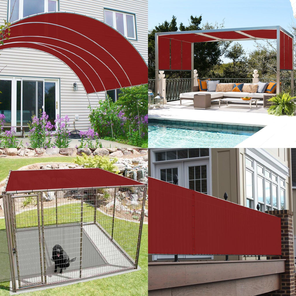 TANG 12' x 40' Waterproof Shade Cloth with Grommets, Sun Shade Sail Rectangle Straight Side, 260 GSM UV Block Fabric Patio Canopy for Deck Carport Backyard Pergola Cover, Red