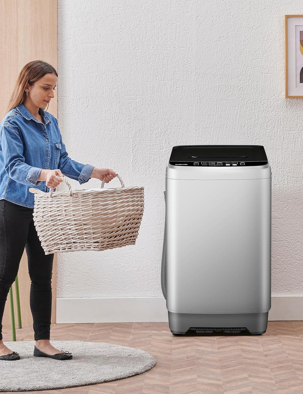 Portable Washing Machine - Compact 2.0 Cu.ft Portable Washer, Full-Automatic Top Loader for Space Saving, Ideal for Apartments, Homes, and Dorms, 10 Wash Cycles, Low Noise, IPX4 with Drain Pump