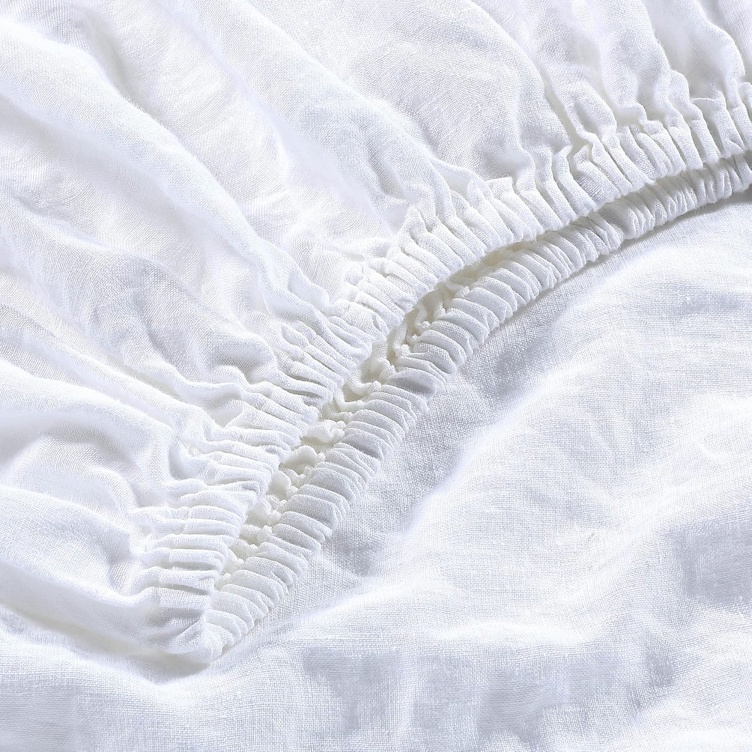 Sijo Stone Washed Organic French Linen Bed Sheet Set, GOTS Certified Organic, Best Cooling Linen Sheet Award by Sleep Foundation, 1 Flat Sheet Only (Snow, King/Cal King)