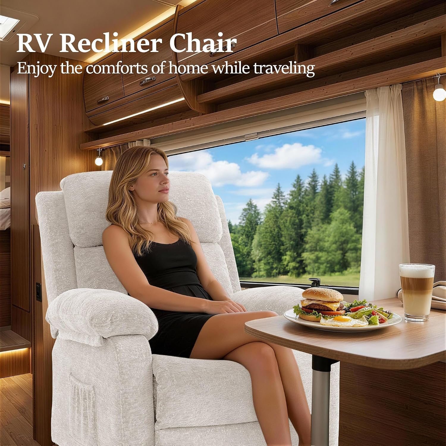 Korser Recliner Chair, Living Room Chairs for Adults, Padded Deep Seat Reading Chair with Side Pockets, Small Recliners for Small Spaces, Lounge Chair for Living Room, Bedroom, and RV (Chenille)