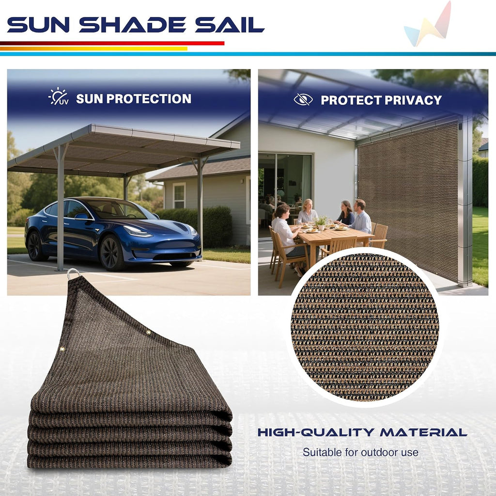 Windscreen4less 12' x 20' Sun Shade Sail Straight Edge Sun Shade Canopy Cover Outdoor with Grommets D-Ring UV Block for Pergola Backyard Patio (Brown)