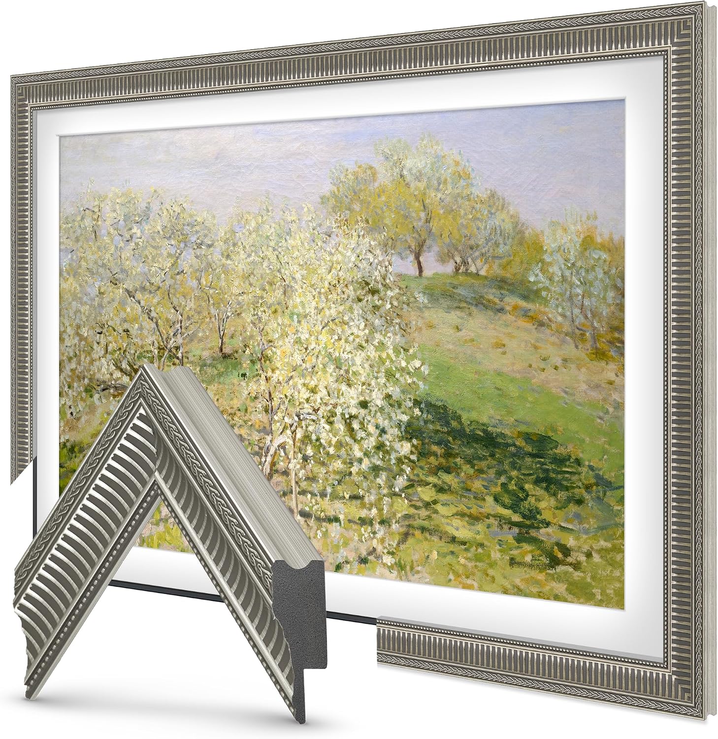 Empire Silver 50' Slim Deco TV Frame - Compatible ONLY with Samsung The Frame TVs (Fits 2021-2026, LS03A, LS03B, LS03C, LS03D, LS03FA)