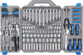 Apollo Tools 163 Piece SAE and Metric Mechanics and Automotive Tool Set with 72-Teeth Ratchets and Extensive Socket Assortment in Chrome Vanadium Steel Construction - Blue- DT0002