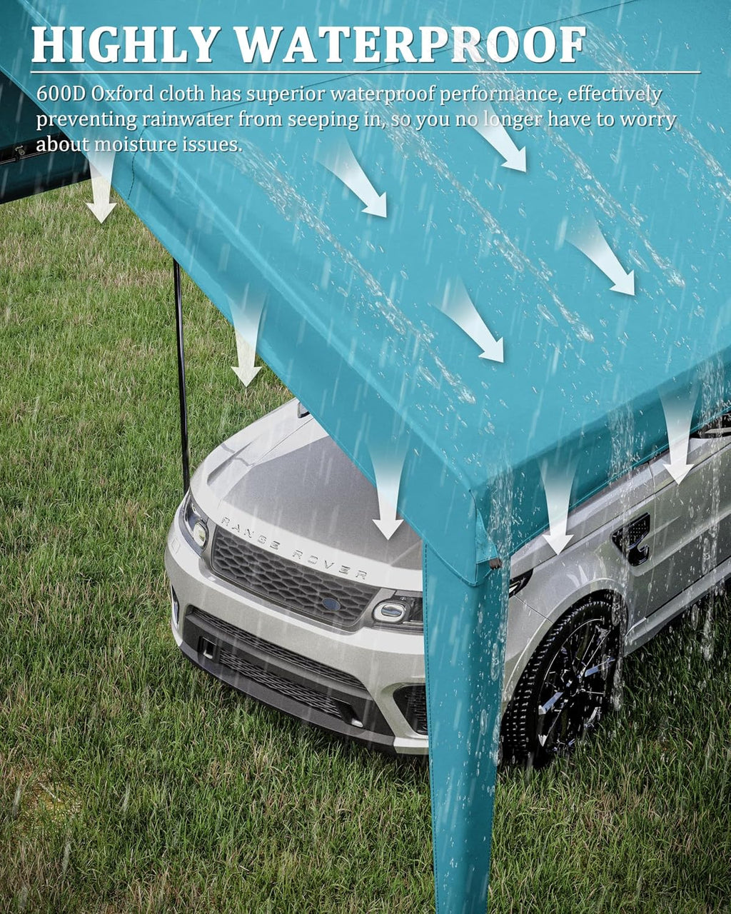 Carport Canopy Replacement Cover 12x20 Heavy Duty Outdoor Portable Car Canopy Oxford Waterproof UV & Tear Resistant Garage Canopy with Ball Bungees (Frame is Not Included)