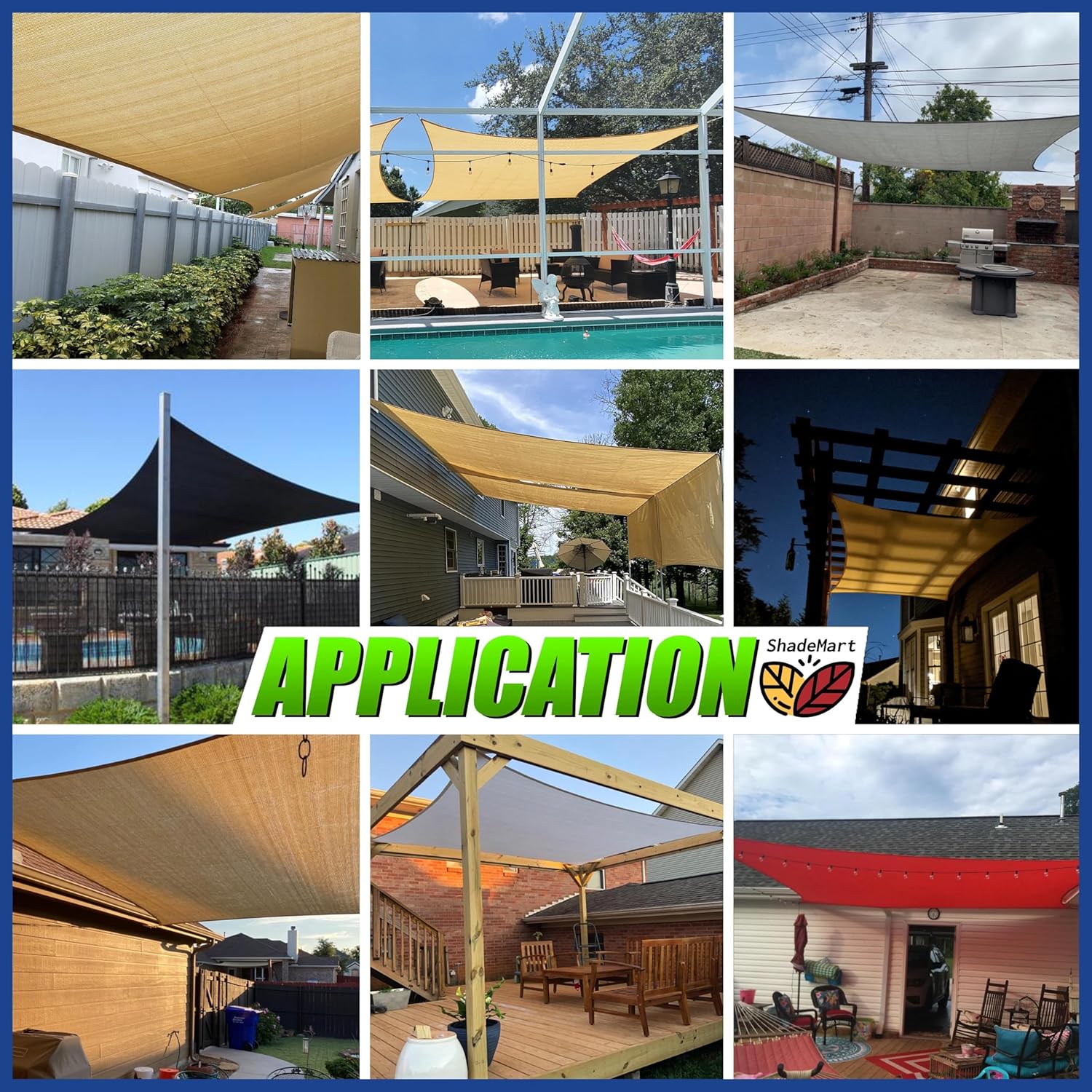 ShadeMart 12' x 14' Black Sun Shade Sail UPF50 Rectangle smTAPR1418 Canopy Fabric Cloth Screen, Water Permeable & UV Resistant, Heavy Duty, Carport Patio Outdoor - We Customize Size