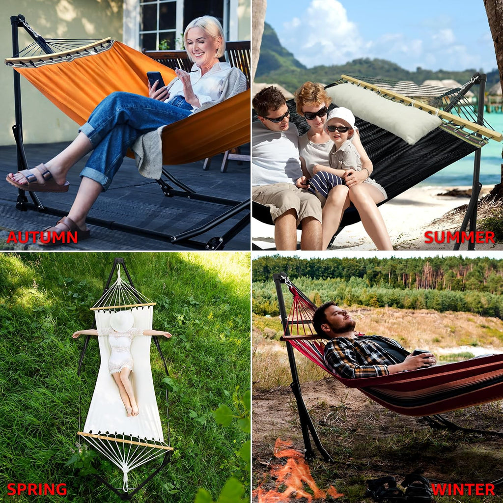 Tranquillo Unity Hammock Stand, Collapsible Camping Hammock and Stand, 800 lbs Capacity Steel Double Hammock Stand for 2 Persons, Steel Frame - Black