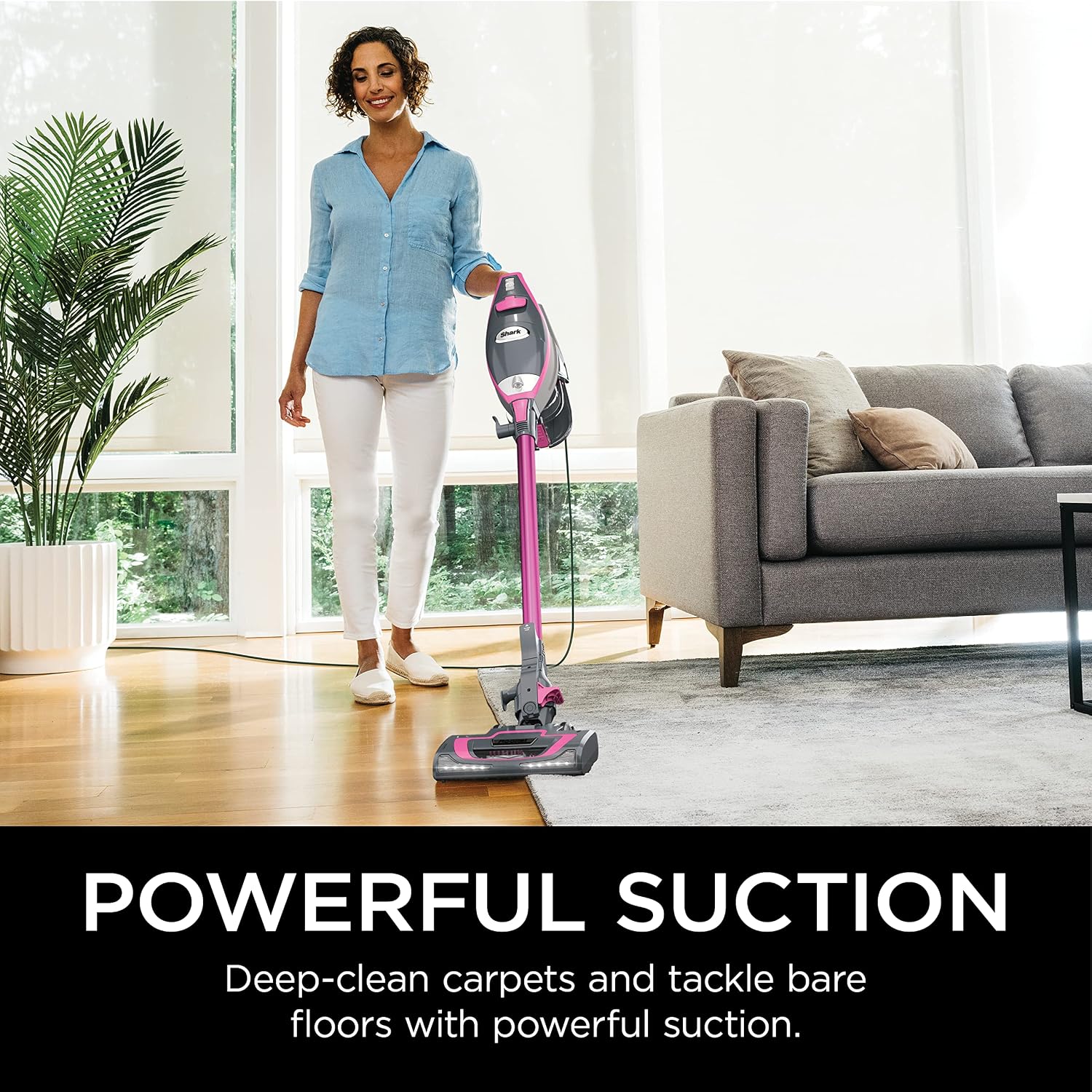 Shark HV371 Rocket Pro DLX Corded Stick, Removable Hand Vacuum, Advanced Swivel Steering, XL Cup, Crevice Tool, Upholstery Tool & Anti-Allergen Dust Brush (Fuchsia) (Renewed)