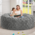 Hobestluk Bean Bag Chairs Beanbag Chair with Filler Adult Bean Bags with Fluffy Cover, Giant Bean Bag Chairs for Aduts for Living Room, Bedroom (Grey, 6FT - 70' x 70' x 15')